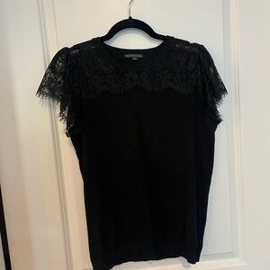 Adrianna Papell Knit Black Lace Top